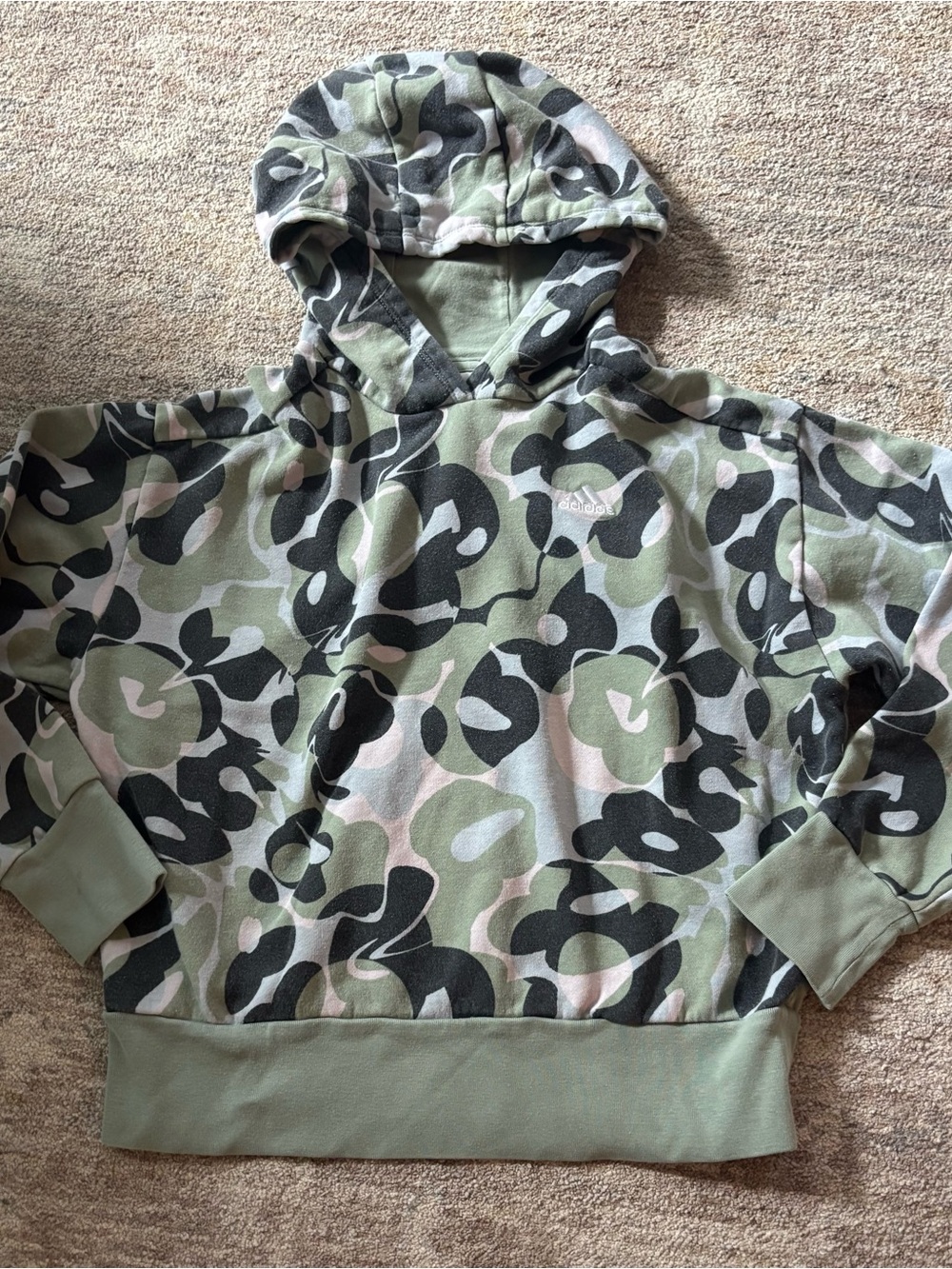 adidas Kids Camouflage Hoodie in Green, Black, Cream